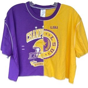 LSU Tigers topstitch crop top